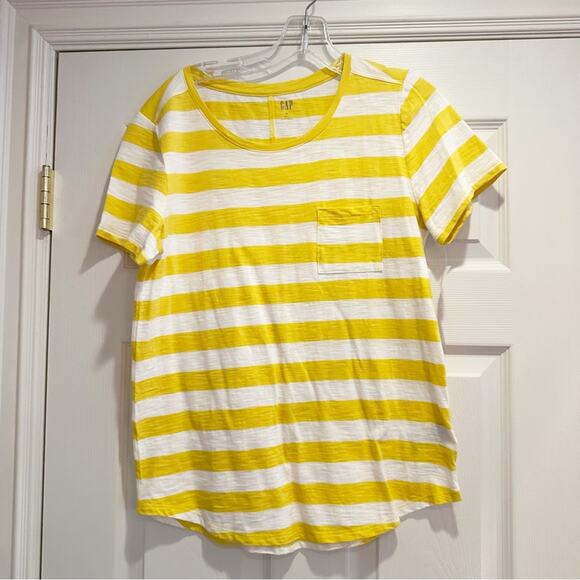 Gap Easy T Yellow White Stripe 100% Cotton Short Sleeve Tee Shirt Top MEDIUM NWT - Picture 5 of 13